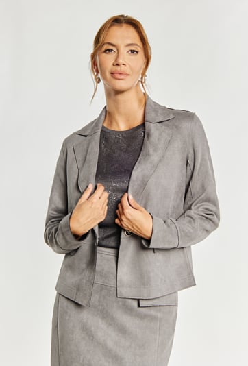 Żakiet damski z imitacji zamszu