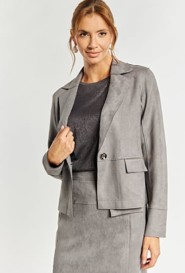 Żakiet damski z imitacji zamszu