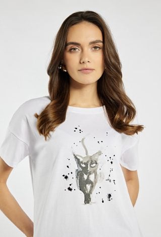 T-shirt z nadrukiem kota