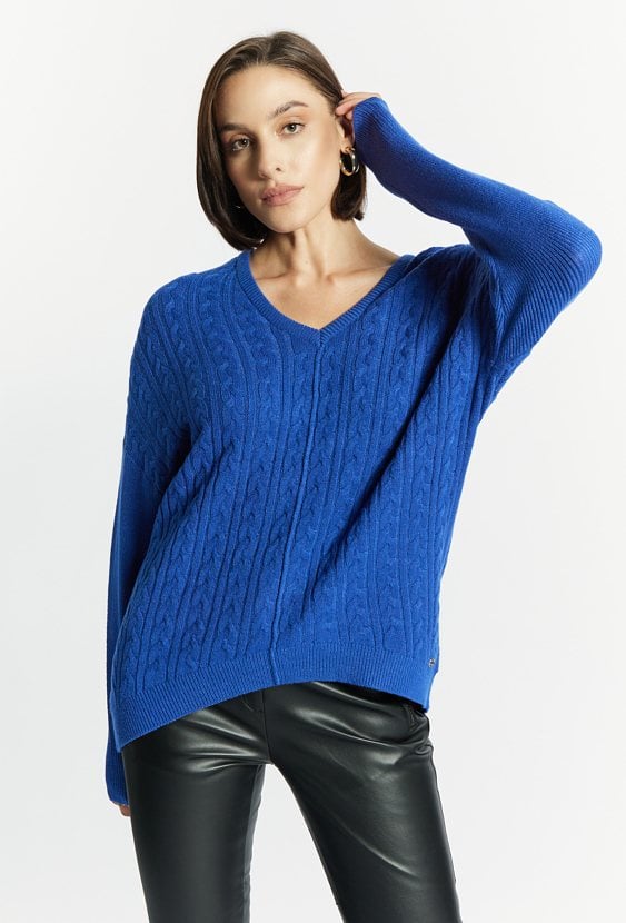 Sweter damski ze splotem