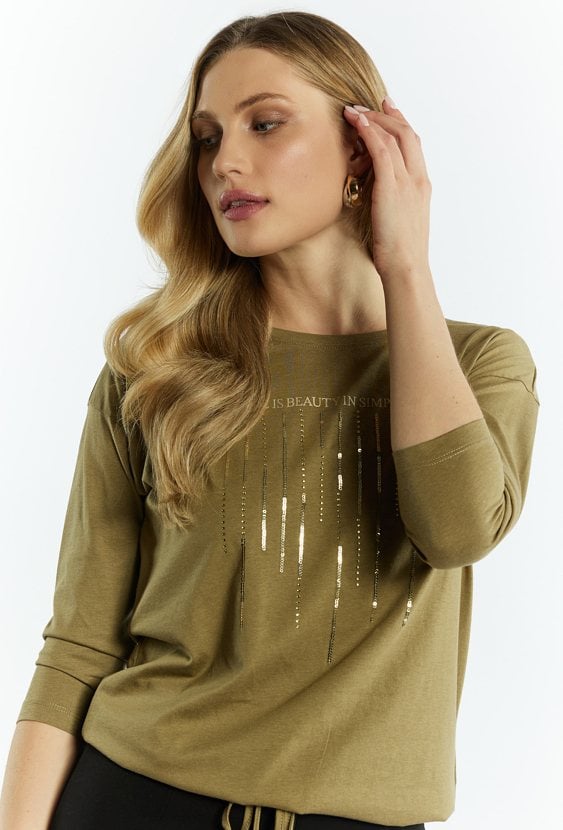 T-shirt damski z cekinowym nadrukiem