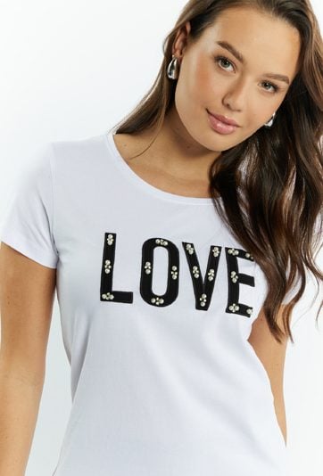 T-shirt damski z aplikacją