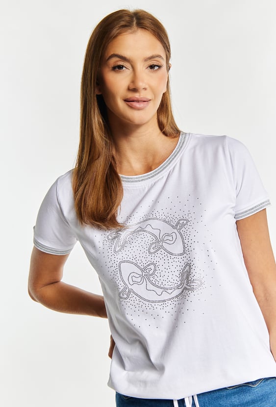 T-shirt damski z dżetowym wzorem