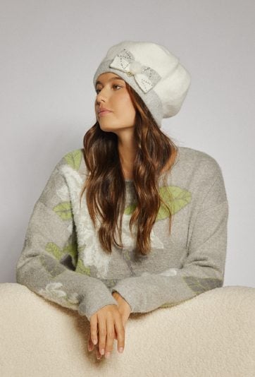 Beret damski z kokardą 3D