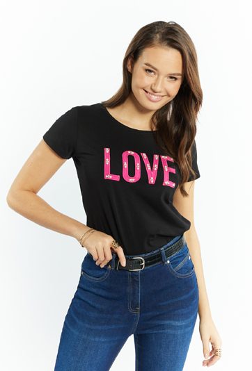 T-shirt damski z aplikacją