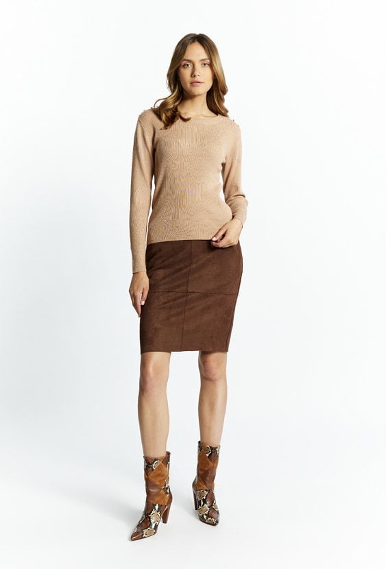 Prążkowany sweter z wiskozy