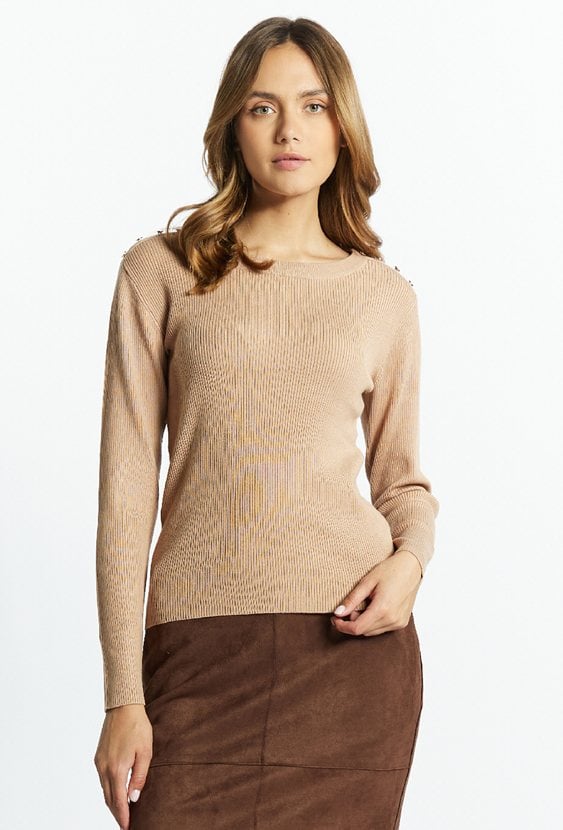 Prążkowany sweter z wiskozy