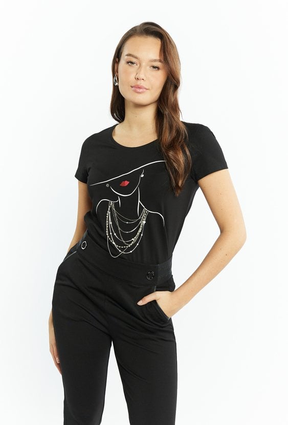 T-shirt damski z aplikacjami