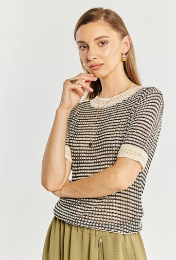 Ażurowy sweter damski