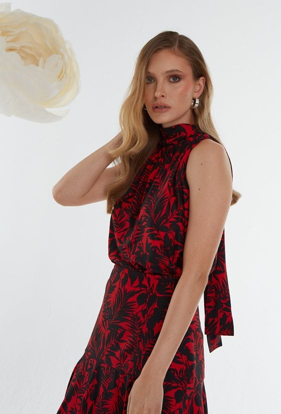 Midi spódnica z marszczeniem