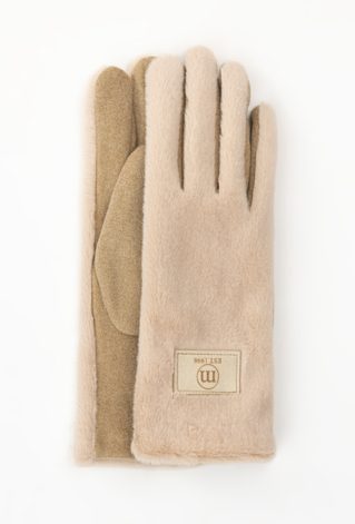 Rękawiczki damskie z łączonych materiałów