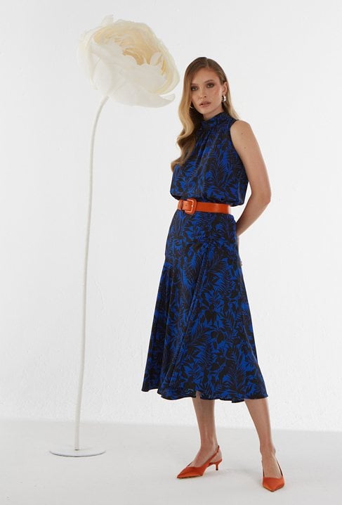 Midi spódnica z marszczeniem