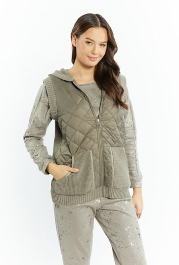 Pikowana kamizelka damska z kapturem
