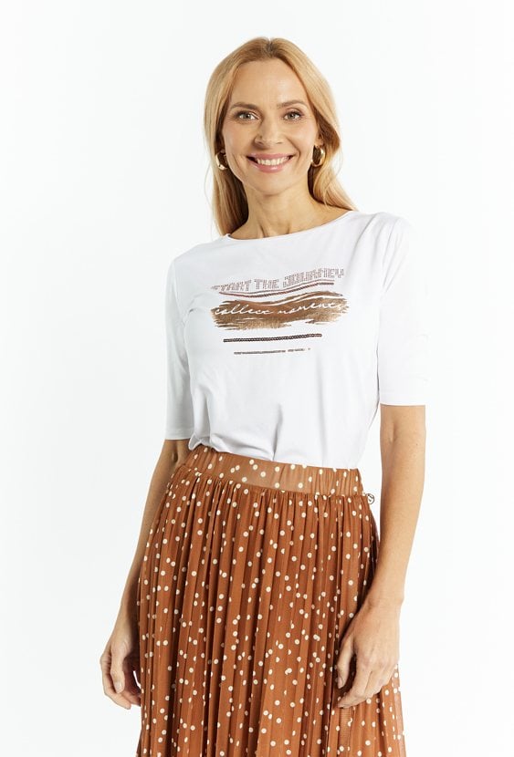 T-shirt damski z błyszczącą aplikacją