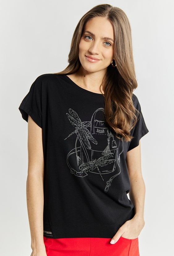 T-shirt z cekinowymi ważkami