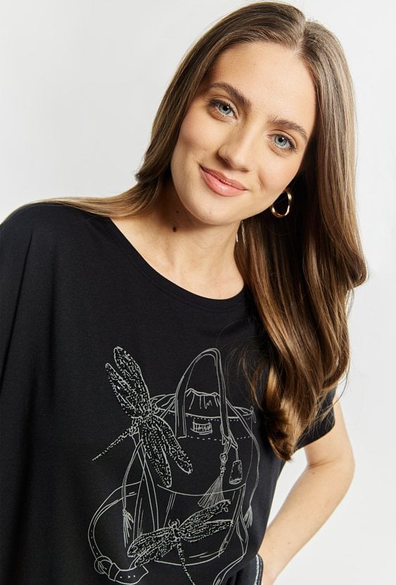 T-shirt z cekinowymi ważkami