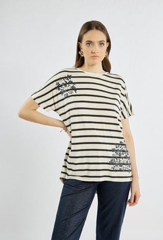 T-shirt damski w poziome paski