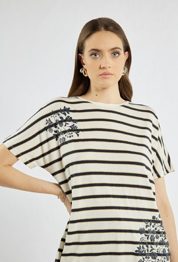 T-shirt damski w poziome paski