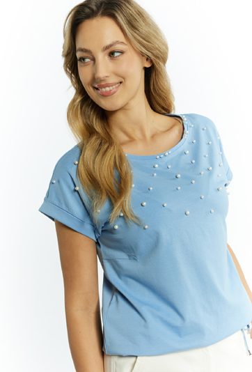 T-shirt z koralikami