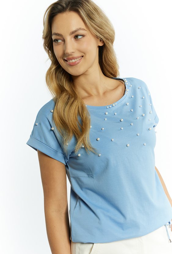 T-shirt z koralikami