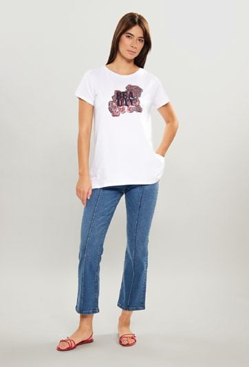 T-shirt damski z dłuższym tyłem