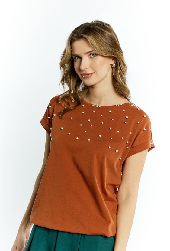 T-shirt z koralikami