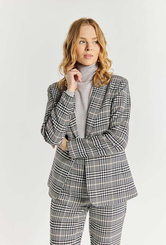 Marynarka damska z wzorem w pepitkę