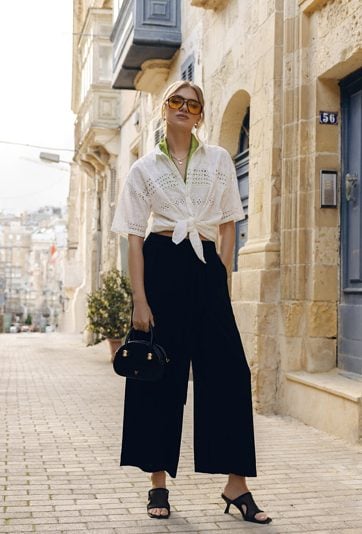 Wiskozowe spodnie typu culotte