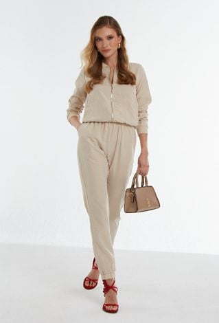 Beżowe spodnie z wiskozą