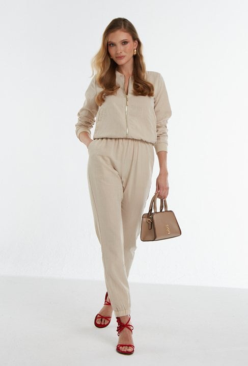 Beżowe spodnie z wiskozą