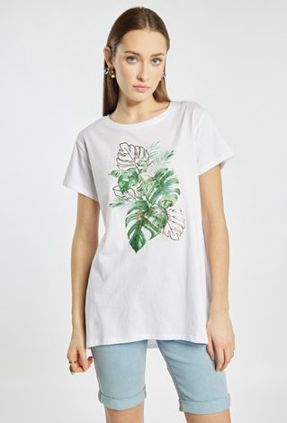 T-shirt z tropikalnym nadrukiem