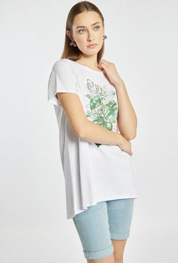 T-shirt z tropikalnym nadrukiem