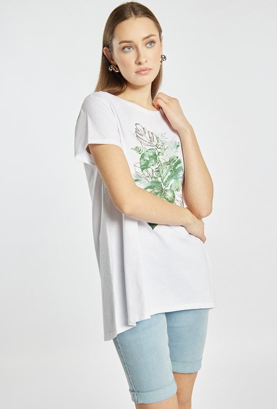 T-shirt z tropikalnym nadrukiem