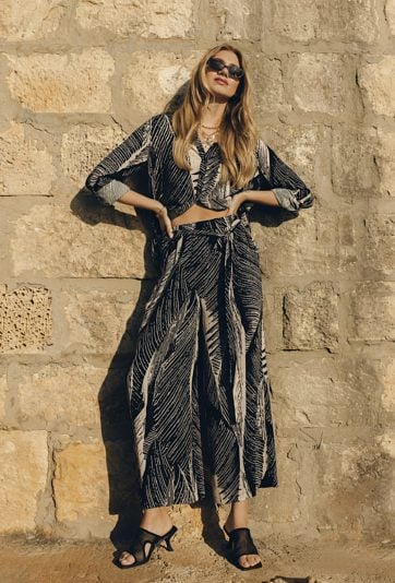 Wiskozowe spodnie typu culotte