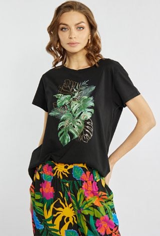 T-shirt z tropikalnym nadrukiem