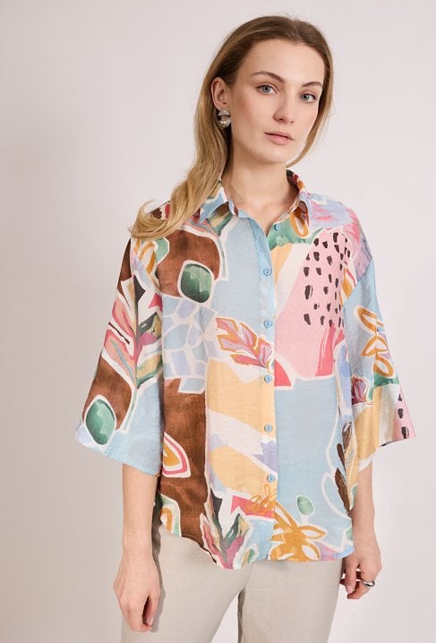 Koszula damska z wielokolorowym wzorem