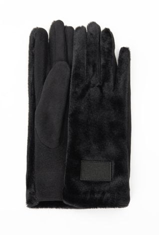 Rękawiczki damskie z łączonych materiałów