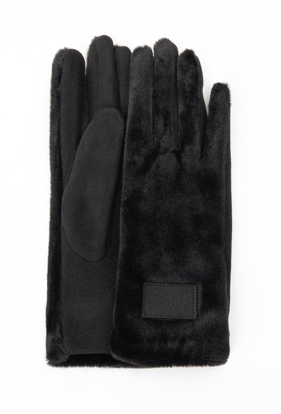 Rękawiczki damskie z łączonych materiałów