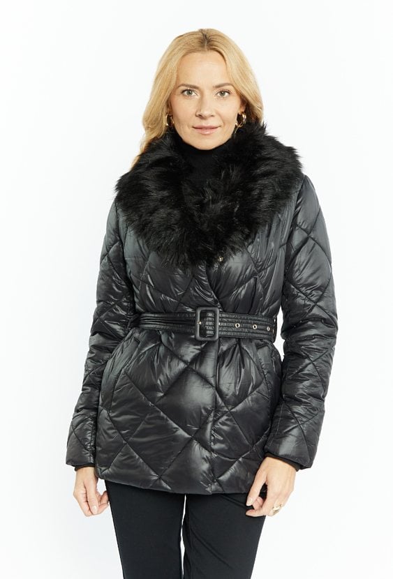 Kurtka damska z odpinanym futerkiem