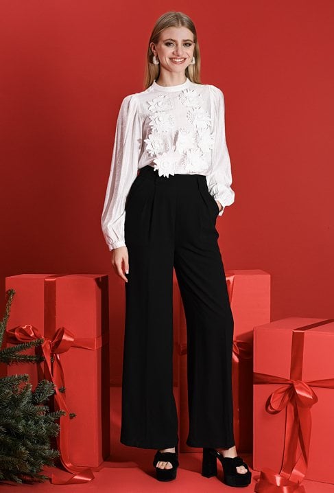 Szerokie czarne spodnie