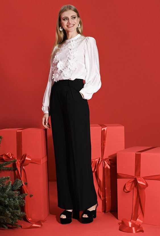 Szerokie czarne spodnie