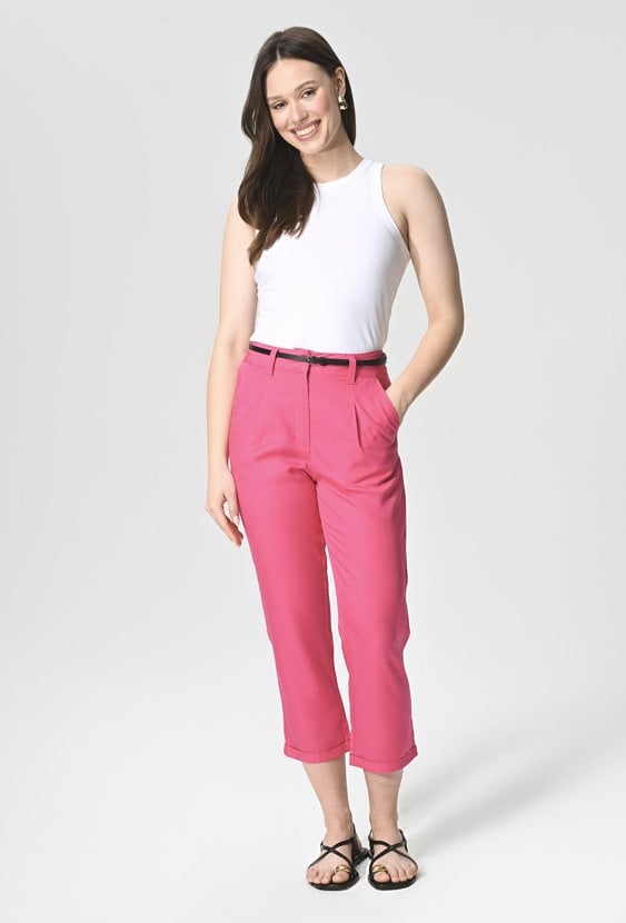 Spodnie cygaretki z lyocellu