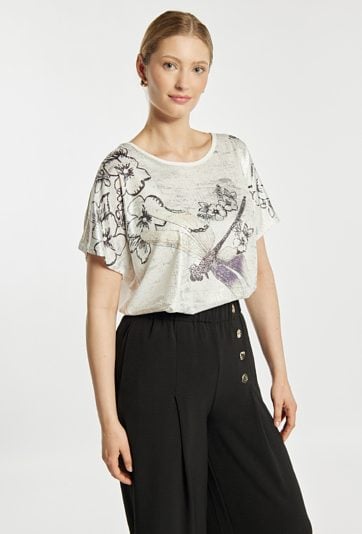 Luźny T-shirt z wzorem