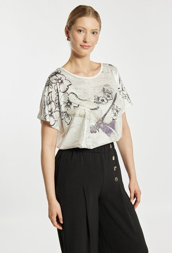 Luźny T-shirt z wzorem