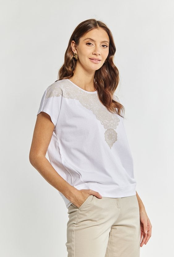 T-shirt damski z bawełny