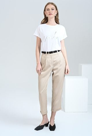 Spodnie cygaretki z lyocellu