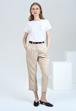 Spodnie cygaretki z lyocellu