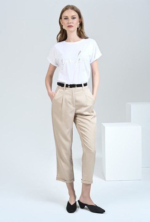 Spodnie cygaretki z lyocellu