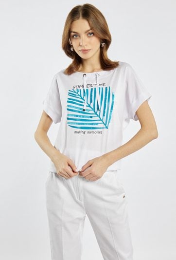 T-shirt z nadrukiem i napisem