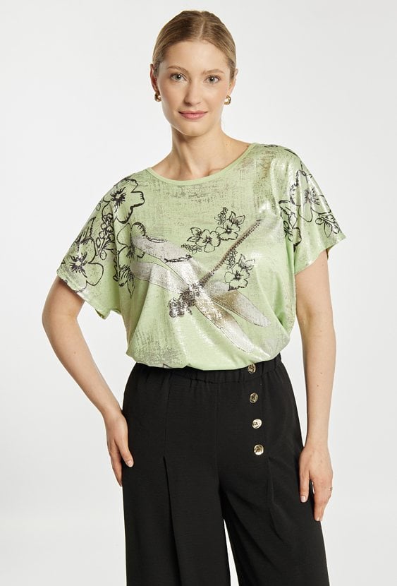 Luźny T-shirt z wzorem